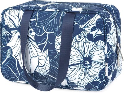 Full Size Toilettas Groot Cosmetica Reistas Reis Make-up Organizer voor Vrouwen (Blauwe Lotus)