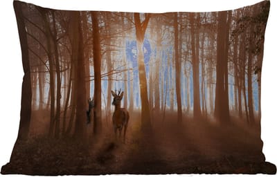 Buitenkussens - Tuin - Bos - Hert - Zon - Bomen - Winter - Natuur - Dieren - 50x30 cm