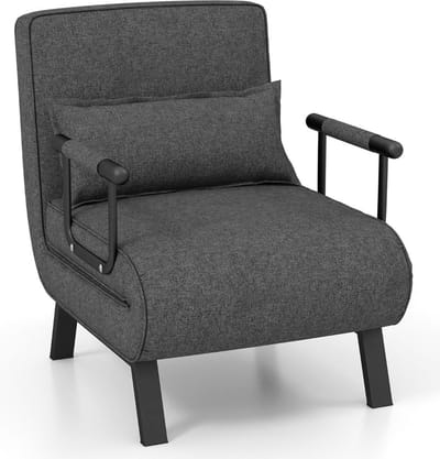 Trendmix Slaapstoel 1 Persoons – Inklapbare Slaapbank 1 Persoons – 4-in-1 Slaapfauteuil – Verstelbare Rugleuning – Donkergrijs
