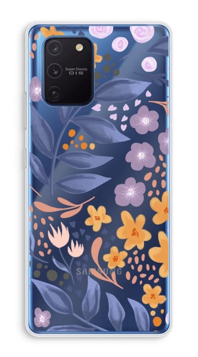 Case Company® - Hoesje geschikt voor Samsung Galaxy Note 10 Lite hoesje - Flowers with blue leaves - Soft Cover Telefoonhoesje - Bescherming aan alle Kanten en Schermrand