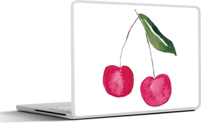 Laptop sticker - 11.6 inch - Kersen - Waterverf - Wit - 30x21cm - Laptopstickers - Laptop skin - Cover