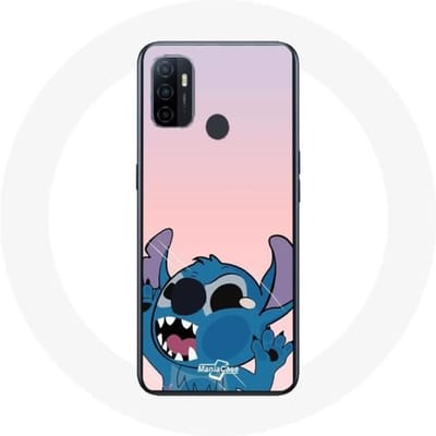 Coque - Maniacase - Oppo A53 - Souple - Rose - Stitch le Nez en l'air rose