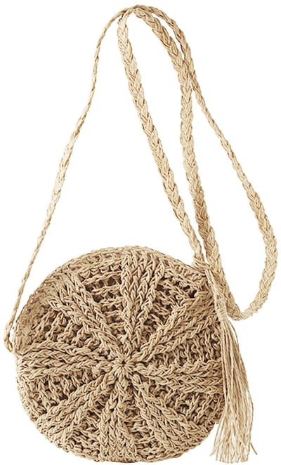 Dailygoods- Schoudertas Ronde Stro - Duurzaam Papieren Touw - Strandtas - Reis/ Vakantie - Diefstalbeveiliging - Diameter 21 cm - Handtas