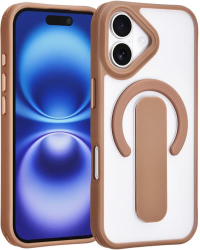 TUNIQ Anti-shock Back cover voor iPhone 16 - Ingebouwde Ring Stand - Goud