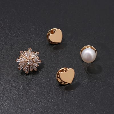 Dames Parel Stijl Bedel Accessoire Broche Hartvormige Broche Rug Ontblote Halslijn Gesp Vest Pin goud