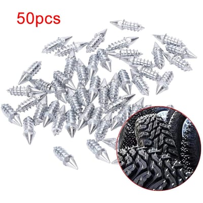 50 Stuks Bandklinknagels Antislip IJs Sneeuw Spikes Auto Motorfiets Offroad Schroef Bandklinknagels Wiel zilver