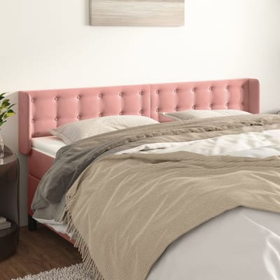 vidaXL - Hoofdbord - met - randen - 203x16x78/88 - cm - fluweel - roze