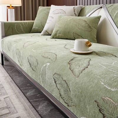 Licht Luxe Jacquard Blad Bankovertrek voor Woonkamer Antislip Zacht Verdikt Bankhanddoek Mat L-vorm Bankbeschermer Woondecoratie 70x70cm 1pcs