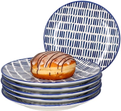 Set van 6 dessertbordjes Jail Blue White - 89986