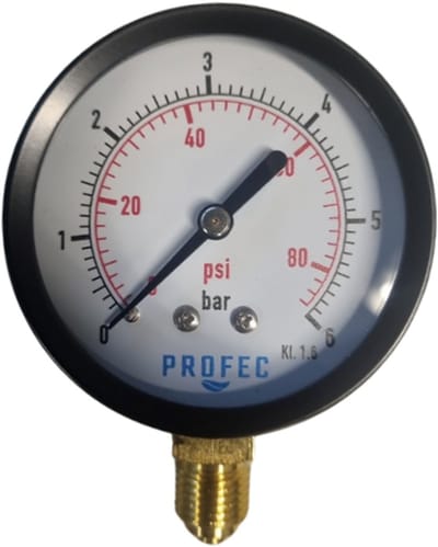 Profec Manometer 63 mm buitendraad 0 - 6 bar zwart type droog onderaansluiting 1/4"