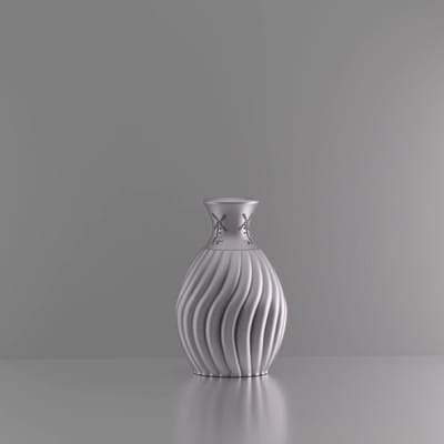 3d-gezellig Snoepje met molen - Vaas - Zilver - Maat 25 cm - Kunststof - Modern - Bloemenvaas -100% gerecycled PLA (bioplastic)