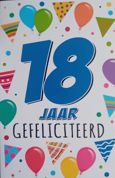 18 Jaar Gefeliciteerd - Luxe verjaardagskaart - 12x17cm - Gevouwen Wenskaart inclusief envelop - Leeftijdkaart - D15960