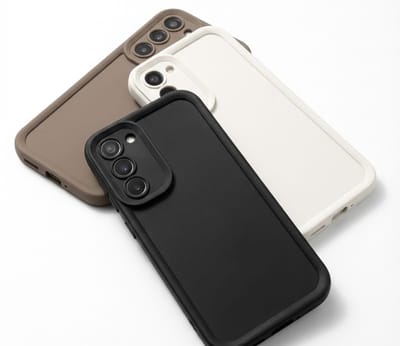Zwart beige taupe telefoon hoesje set van 3 geschikt voor Samsung Galaxy S23 dames en heren backcover case met matte afwerking, schokbestendig ontwerp en verhoogde camerabescherming