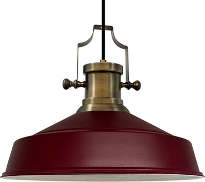 Bamyum Asletl-SE Hanglamp Industrieel van Metaal Ø40 cm, Hanglamp E27, Vintage Bordeaux Lamppendel