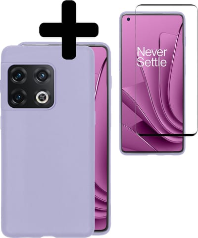 Hoesje - Met Screenprotector - Geschikt voor OnePlus 10 Pro - Sterk & Shockproof - Back Cover - Siliconen Case - Telefoon Hoes - Telefoonhoesjes - Lila