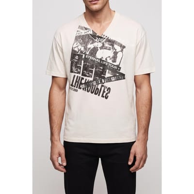 The Kooples Short-sleeved T-shirt With Print Ecru Maat: M | T-shirts met Print Outlet | Heren | Wit