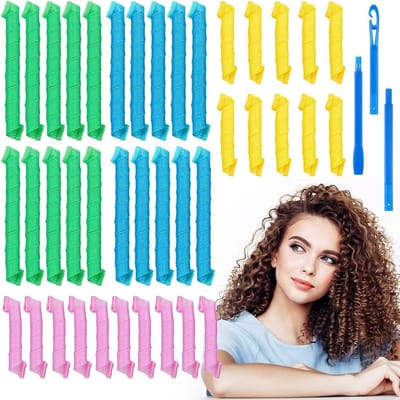 Krulspelden, zijdehaar, krulspelden, hittevrij, haarkrullen, haarkrullen, krultang zonder beschadiging van het haar, voor alle doe-het-zelf styling-vrouwen en alle middelgrote