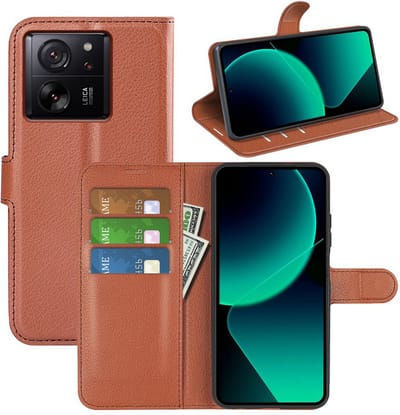 MobyDefend Hoesje - Geschikt voor Xiaomi 13T / 13T Pro - Kunstleren Wallet Book Case (Sluiting Voorkant) - Bruin