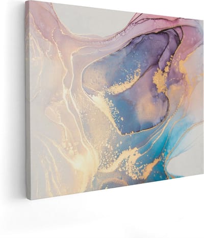 Artaza Canvas Schilderij Marmer Abstract - 50x40 cm - Muurdecoratie Goud - Wanddecoratie Woonkamer - Kamer Accessoires Geometrisch