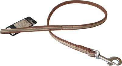 KARLIE FLAMINGO Buffalo Velvet Hondenriem / Hondenlijn - Buffelleder - Breedte 14 mm - Lengte 110 cm - Bruin / Beige - Geschikt voor middelgrote honden
