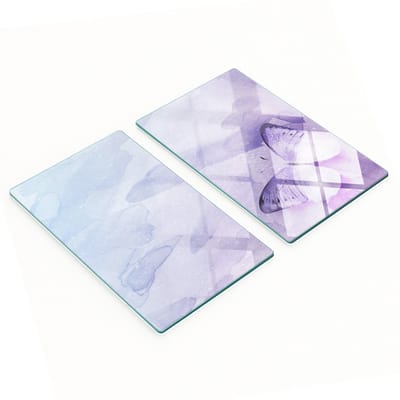 Decoratieve snijplanken van gehard glas met paarse vlinder, 2x30x52 cm