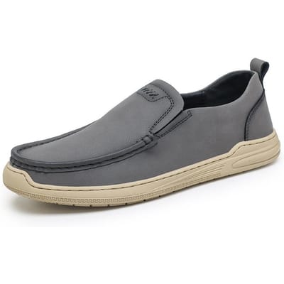 Leren Schoenen Heren Herfst Nieuwe Instappers Zakelijk Casual Schoenen Authentiek Leer Loafers Britse Stijl Schoenen met Zachte Zool 44 grijze kleur