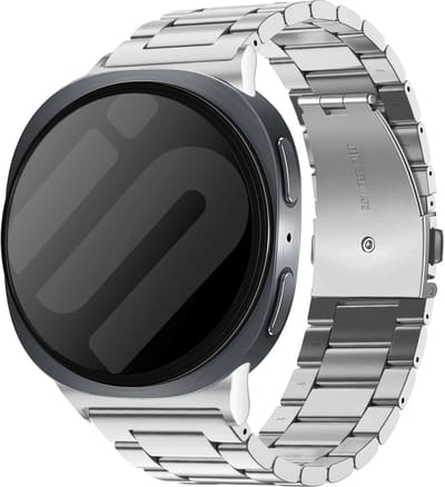 Strap-it Titanium schakel bandje met vlindersluiting geschikt voor Samsung Galaxy Watch 9 (40/44mm) / Watch 8 (40/44mm) / 8 Classic (46mm) - zilver