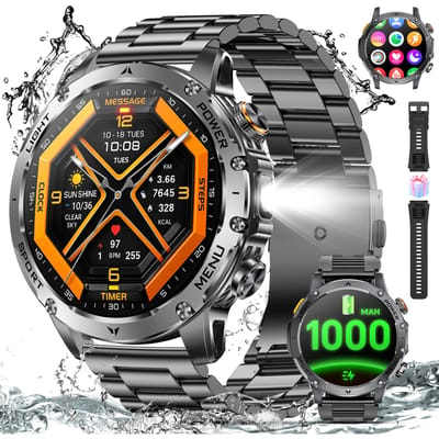 Robuust outdoor smartwatch voor heren, 1.85" HD IPS-scherm, Bluetooth-oproep, 110+ sportmodi, hartslag- en slaapmonitor, fitness tracker, waterdicht, militair smartwatch voor Android en iOS.