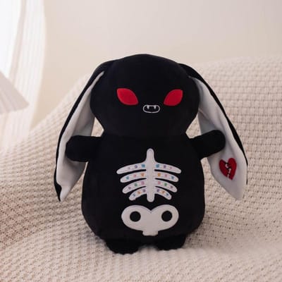 Zu 2230Cm Eng Goth Konijn Pluche Zachte Poppen Horror Pluche Dier Emo Konijn Speelgoed Halloween Cadeau Hallowmas Feest Decoratie 22cm zwart