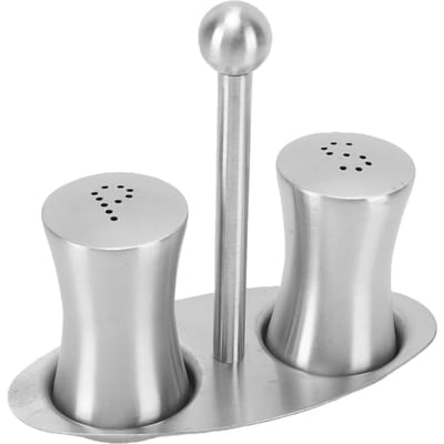 2 Pièces Salières en Acier Inoxydable Rechargeables Couvercles S et P Distributeur d'Assaisonnement Sel avec Support pour Table de Cuisine
