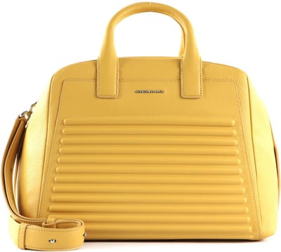 MANDARINA DUCK Leren Handtas Schoudertas I-Con Tote Ochre Lichtgeel
