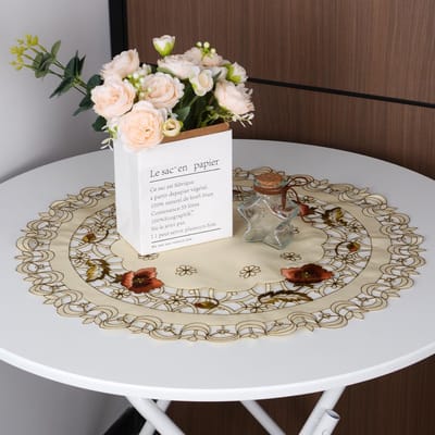 Dailygoods - Ronde Tafelloper met Bloemenprint 60 x 60 cm