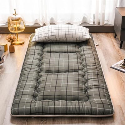 Japanse Vloermatras - Opvouwbaar Bed - Comfortabel Slapen - Drielaagse Structuur - 150 x 200 cm - Grijs