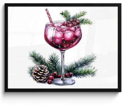 Poster in lijst - Fotolijst 70x50 cm - Posters - Winter - Cocktail - Decoratie - Drank - Kerst - Posterlijst zwart - Decoratie - Wanddecoratie woonkamer - Muurdecoratie slaapkamer - Kerstversiering - Kerstdecoratie voor binnen - Kerstmis