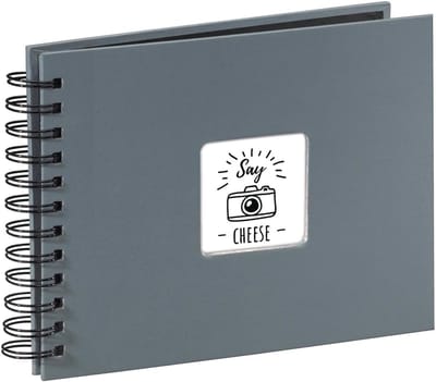Spiraalfotoalbum 24 x 17 cm met 50 Zwarte Pagina's en Transparante Scheidingspagina's - Grijs