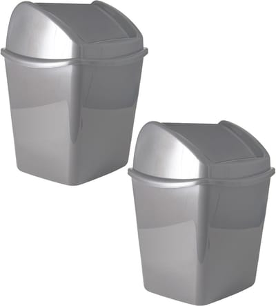 Hega Hogar Aanrecht vuilnisbakje - 2x - met klepdeksel - grijs - 1 liter - kunststof - 13 x 11 x 17 cm
