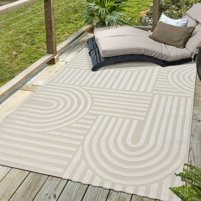 Berlin Outdoor - Japandi - Creme - Vloerkleed Binnen en Buiten - Laagpolig Tapijt Tuin- 200x290 CM