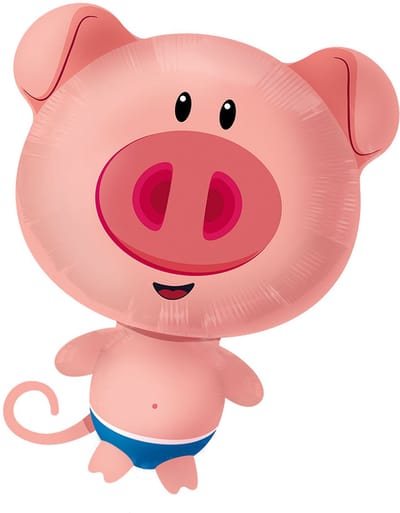 Roze varken folieballon - 52 x 78cm