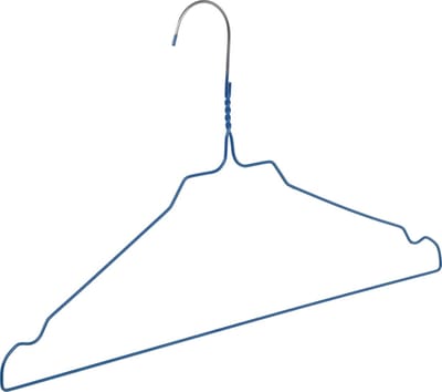 De Kledinghanger Gigant - Draadhanger - Stomerijhanger - Volwassenen - 404-24 - 100 Stuks - metaal - Blauw - Rokinkepingen - 41 cm - Ø 2,4 mm - Kledinghanger - Kleerhanger (404_24_12/100)