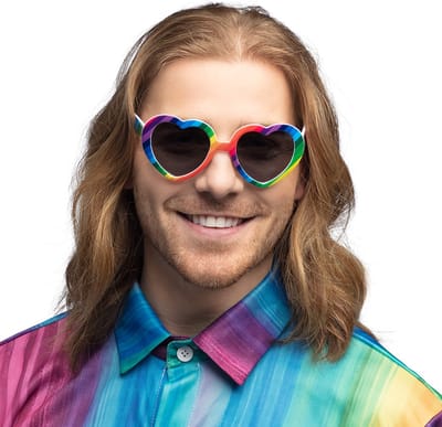 Boland - Partybril Rainbow heart Multi - Volwassenen - Pride - Regenboog - Carnaval - Themafeest - Festival