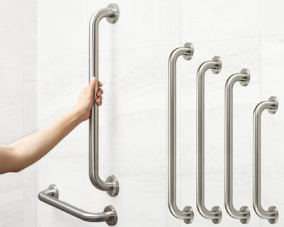 Badkamer Handgreep - Opstahulp Wandbeugel - Veiligheid Douche - Roestvrij Staal - 350mm Lengte - Geborsteld