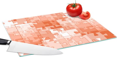 Glazen Snijplank - 39x28 - Puzzel - Oranje - Patronen - Snijplanken Glas