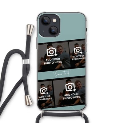 Gepersonaliseerd - Case Company® - Hoesje met koord geschikt voor iPhone 13 mini hoesje met Koord - Filmrol N°2 - Telefoonhoesje met Zwart Koord - Extra Bescherming aan alle Kanten en Over de Schermrand