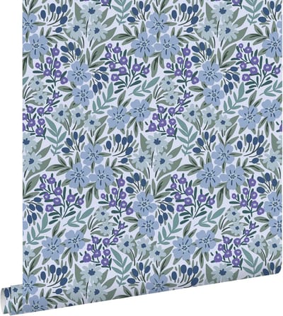 ESTAhome behang bloemen blauw - 50 x 900 cm - 131447