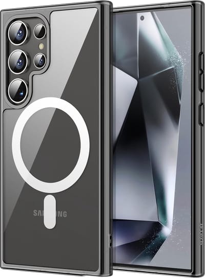 Geschikt voor Samsung Galaxy S24 Ultra 5G - Magnetische - Schokbestendig - Geschikt voor Mag Hoesje - Zwart
