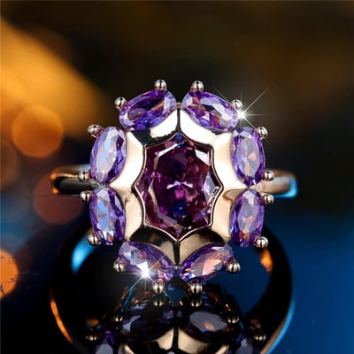 Charm Vrouw Paarse Zirkoonsteen Ovaal Verlovingsring Vintage Geelgoud Kleur Bruiloftssieraden Voor Vrouwen 6