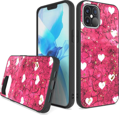 ZT Silicone telefoonhoesje met print Geschikt voor: iPhone 12 Pro Max - Pink Hearts - ZT Accessoires