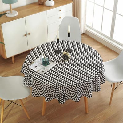 Polyester Katoen Rond Tafelkleed met Krullende Rand Bedrukt Antislip Tafelmat Huishoudelijk Minimalistisch Stofdicht Bureaukleed Diameter 150cm
