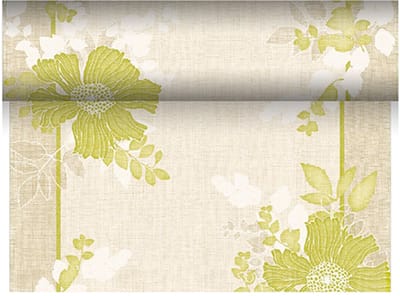 Tafellopers, stofkarakter, PV-Tissue Mix "ROYAL Collection" 24 m x 40 cm groen "Annabel"