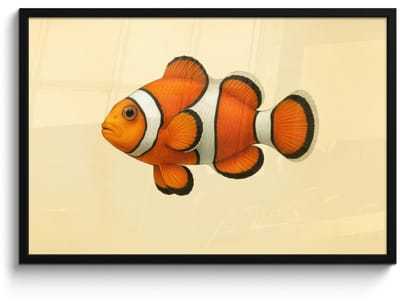 Poster in lijst - Fotolijst 90x60 cm - Posters - Vis - Oranje - Strepen - Posterlijst zwart - Decoratie - Wanddecoratie woonkamer - Muurdecoratie slaapkamer